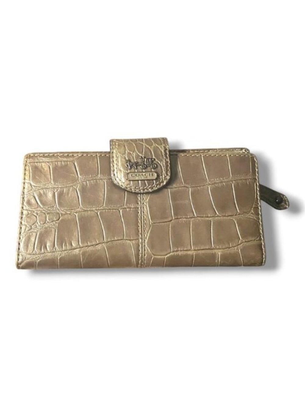 COACH Madison Croc Emb Leather Travel ID Skinny Wallet/Clutch 46632